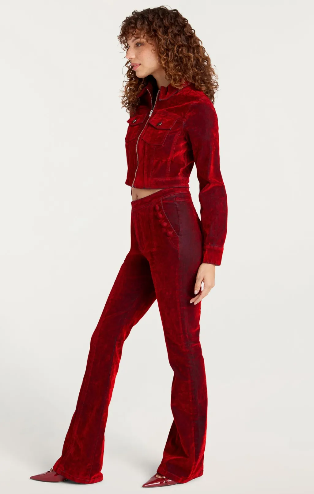 Cinq à Sept Flocked Denim Marilee Jacket Pomegranate New