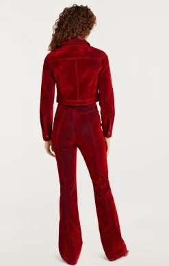 Cinq à Sept Flocked Denim Marilee Jacket Pomegranate New