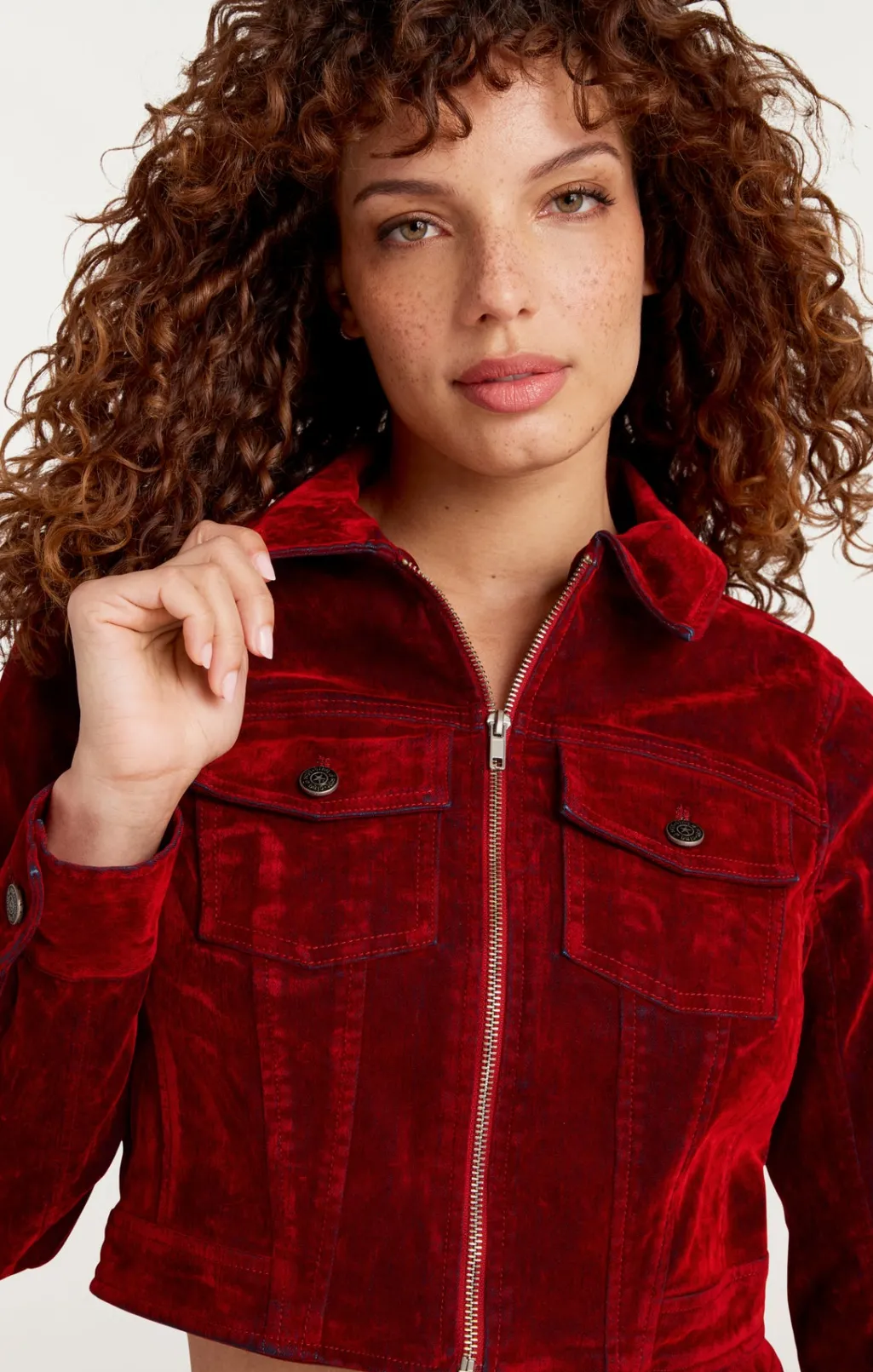 Cinq à Sept Flocked Denim Marilee Jacket Pomegranate New