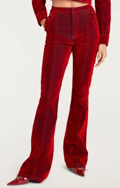 Cinq à Sept Flocked Denim Suzette Pant Pomegranate