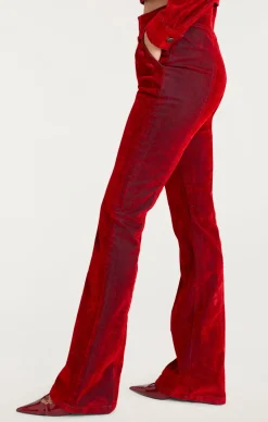Cinq à Sept Flocked Denim Suzette Pant Pomegranate