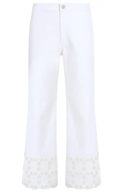 Cinq à Sept Floral Eyelet Amelia Pant White