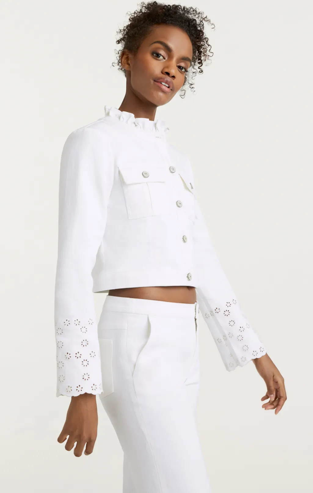 Cinq à Sept Floral Eyelet Matilde Jacket White New