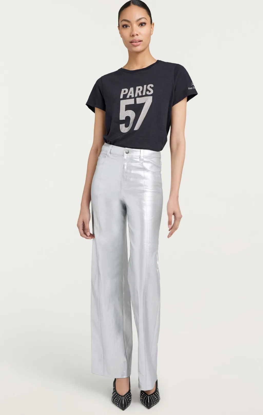 Cinq à Sept Foiled Francine Pant Silver Sale