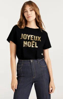 Cinq à Sept Foiled Joyeux Noel Tee Black/Gold