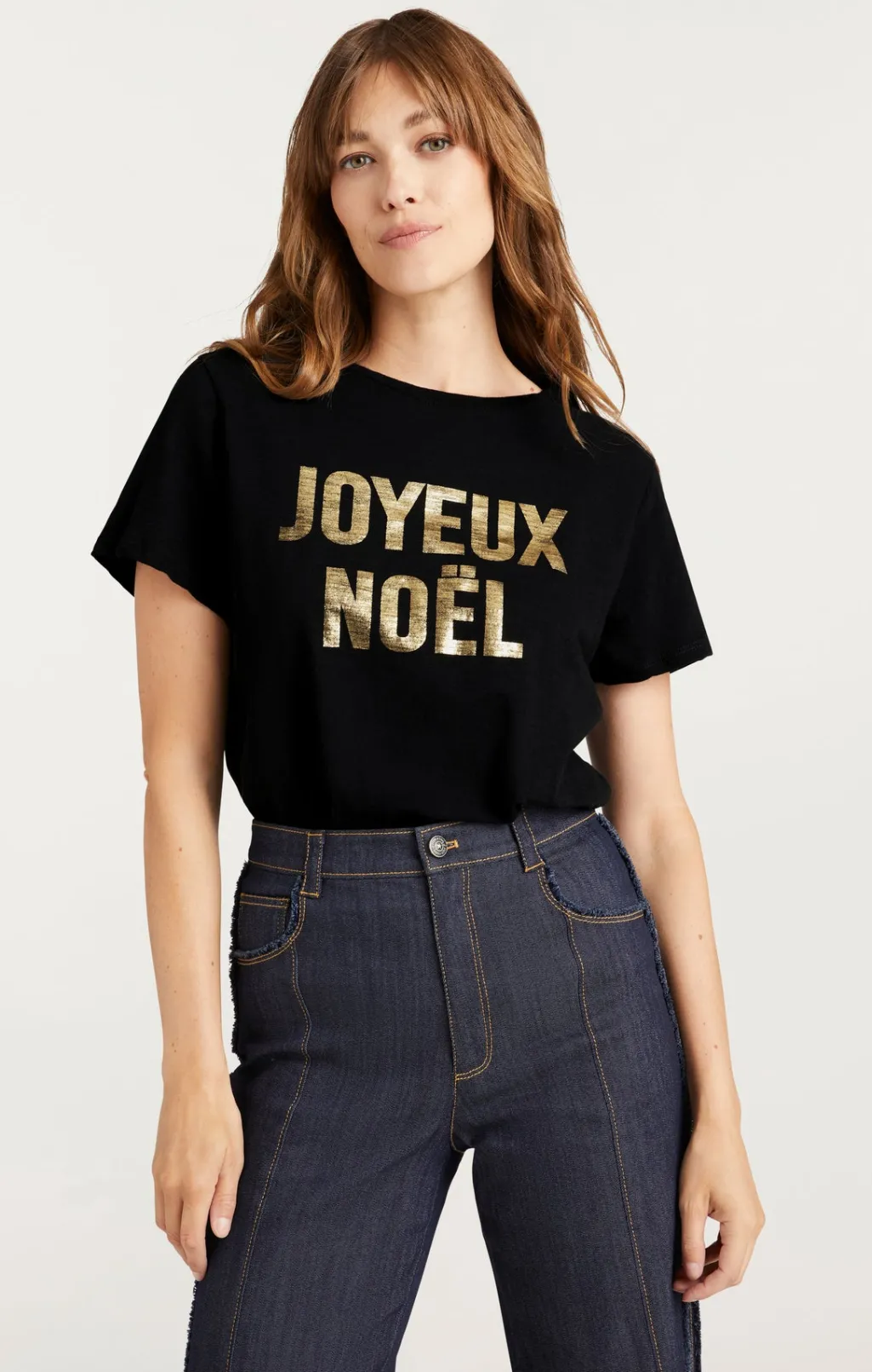 Cinq à Sept Foiled Joyeux Noel Tee Black/Gold