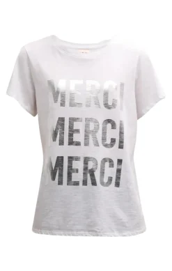 Cinq à Sept Foiled Merci Merci Merci Tee White/silver Outlet