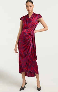 Cinq à Sept Gail Dress MarbledPeoniesDarkRedMulti Online