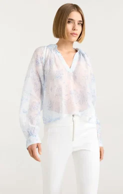 Cinq à Sept Garden Toile Mila Top White/Blue Outlet