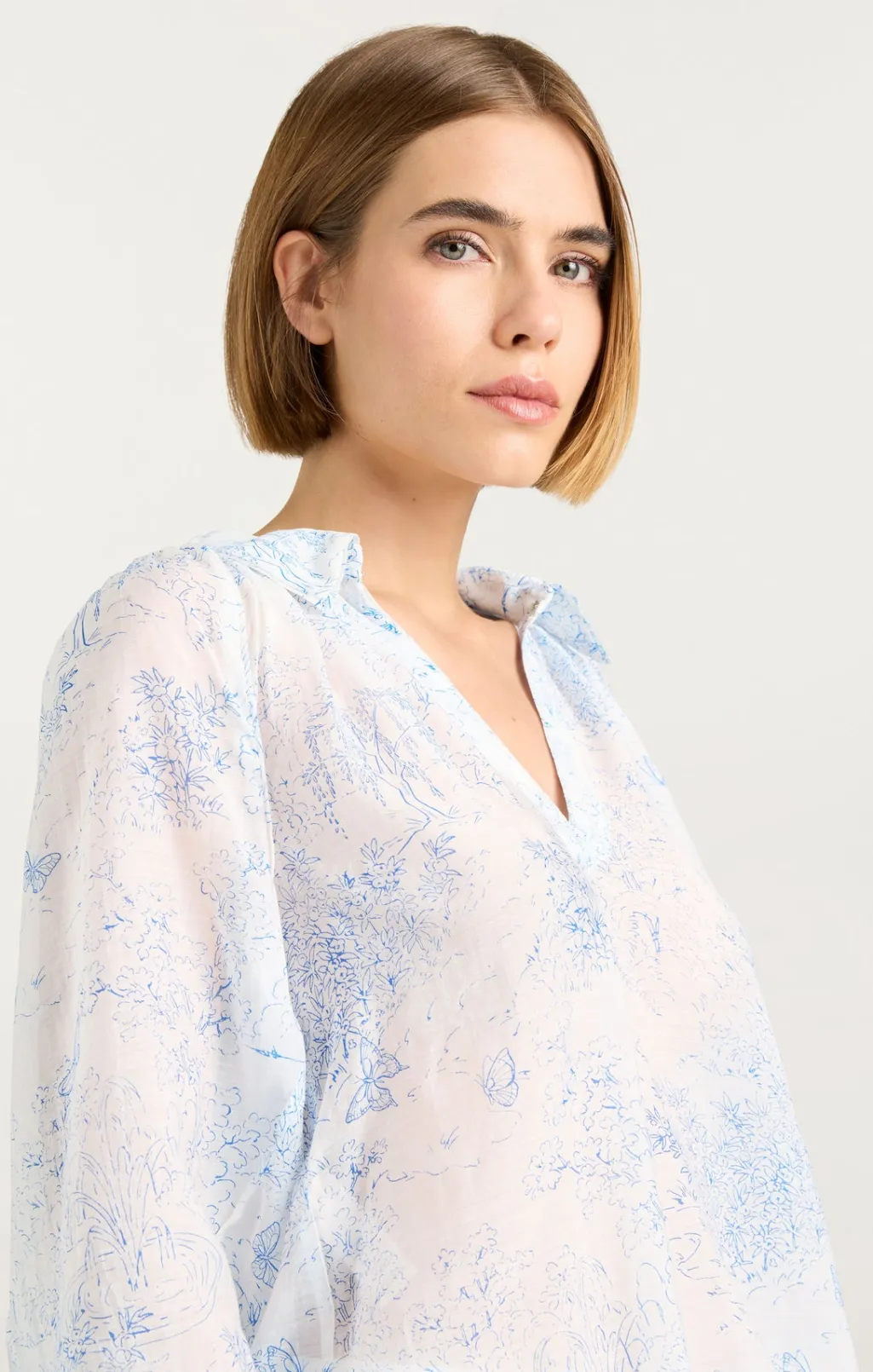 Cinq à Sept Garden Toile Mila Top White/Blue Outlet