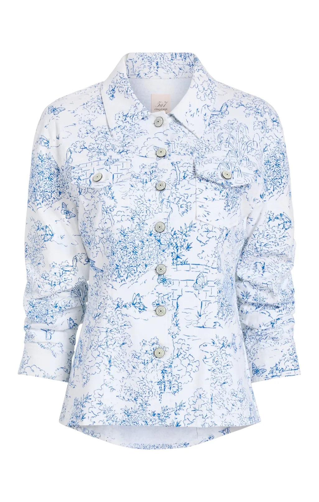 Cinq à Sept Garden Toile Scrunched Canyon Jacket White/Blue Outlet