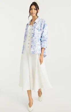 Cinq à Sept Garden Toile Scrunched Canyon Jacket White/Blue Outlet