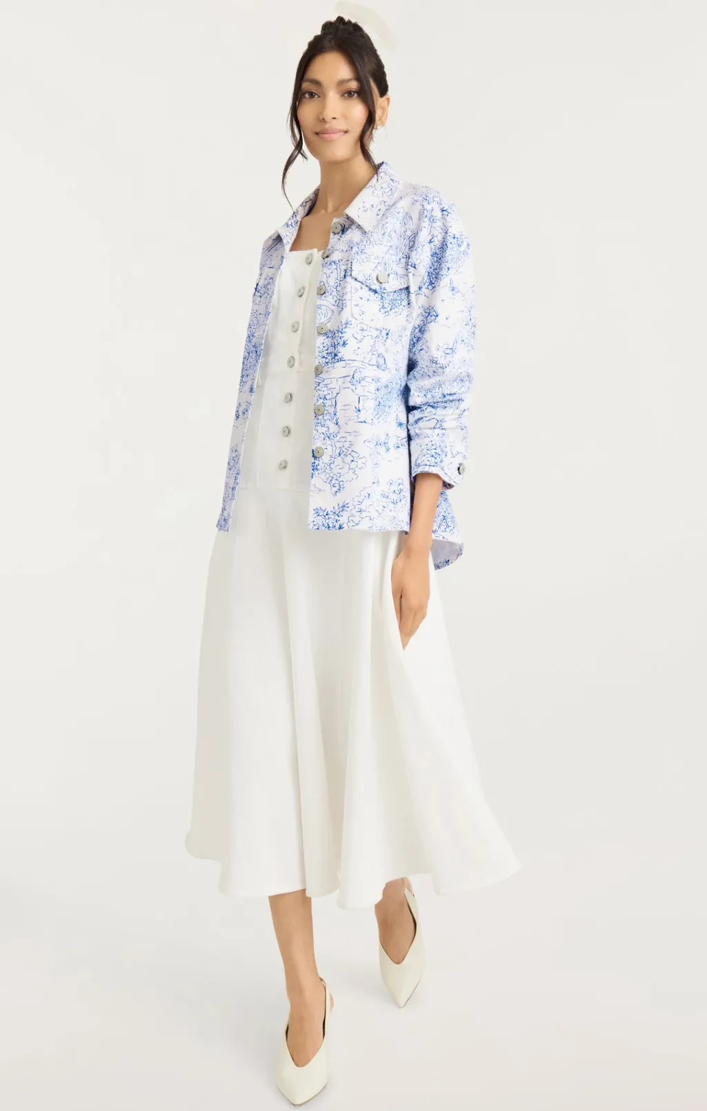 Cinq à Sept Garden Toile Scrunched Canyon Jacket White/Blue Outlet