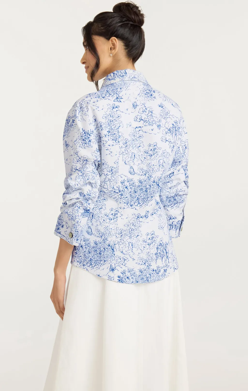 Cinq à Sept Garden Toile Scrunched Canyon Jacket White/Blue Outlet