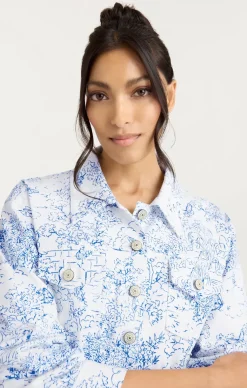 Cinq à Sept Garden Toile Scrunched Canyon Jacket White/Blue Outlet