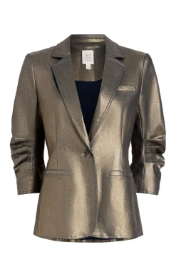 Cinq à Sept Coated Khloe Blazer Gold New