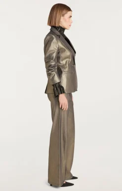 Cinq à Sept Coated Khloe Blazer Gold New