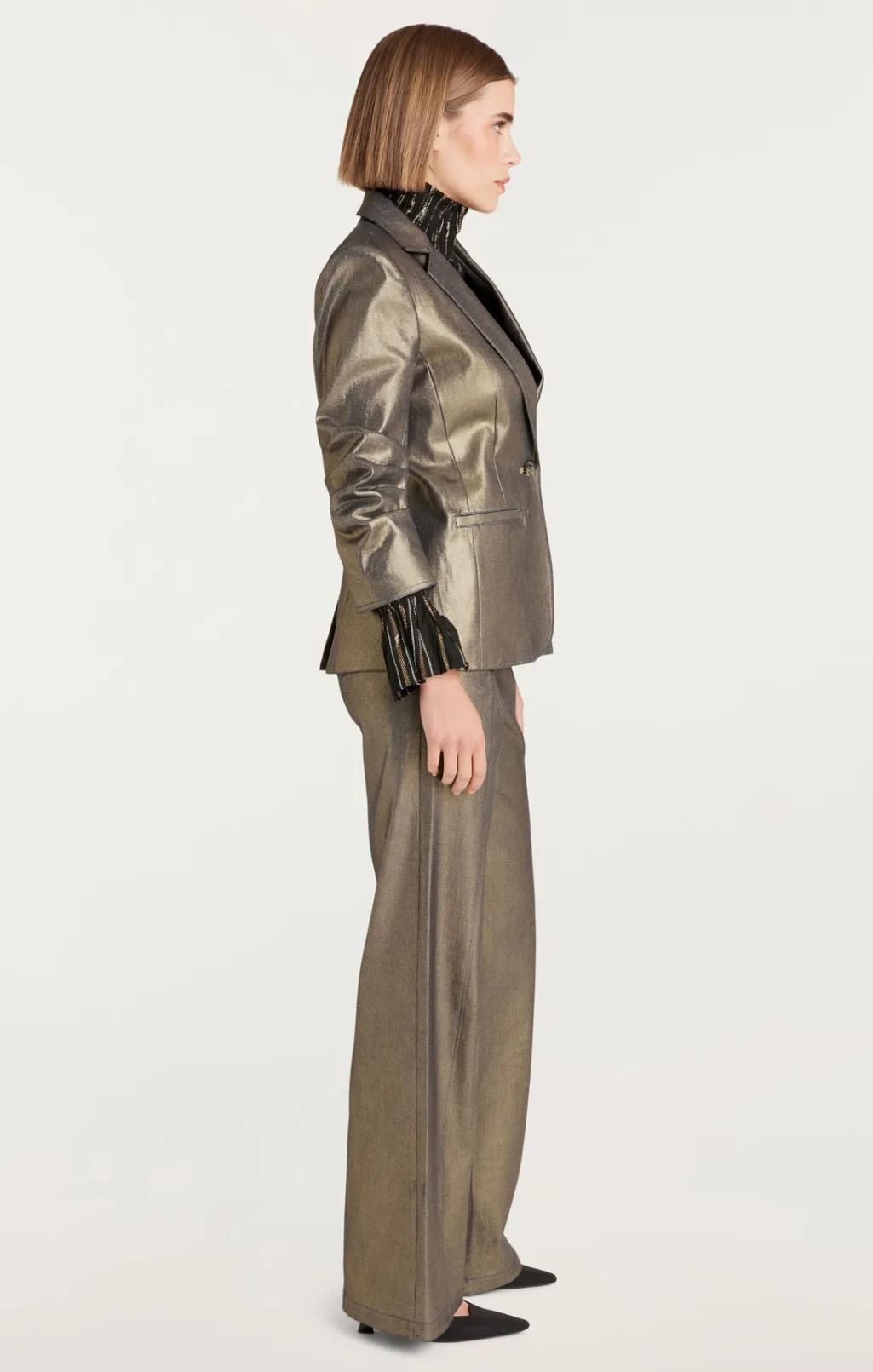 Cinq à Sept Coated Khloe Blazer Gold New