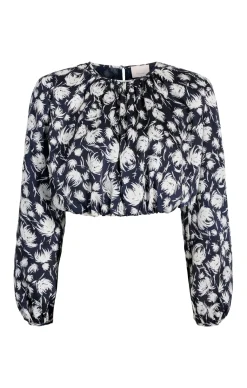 Cinq à Sept Graphic Floral Kamala Top Navy/Ivory Online