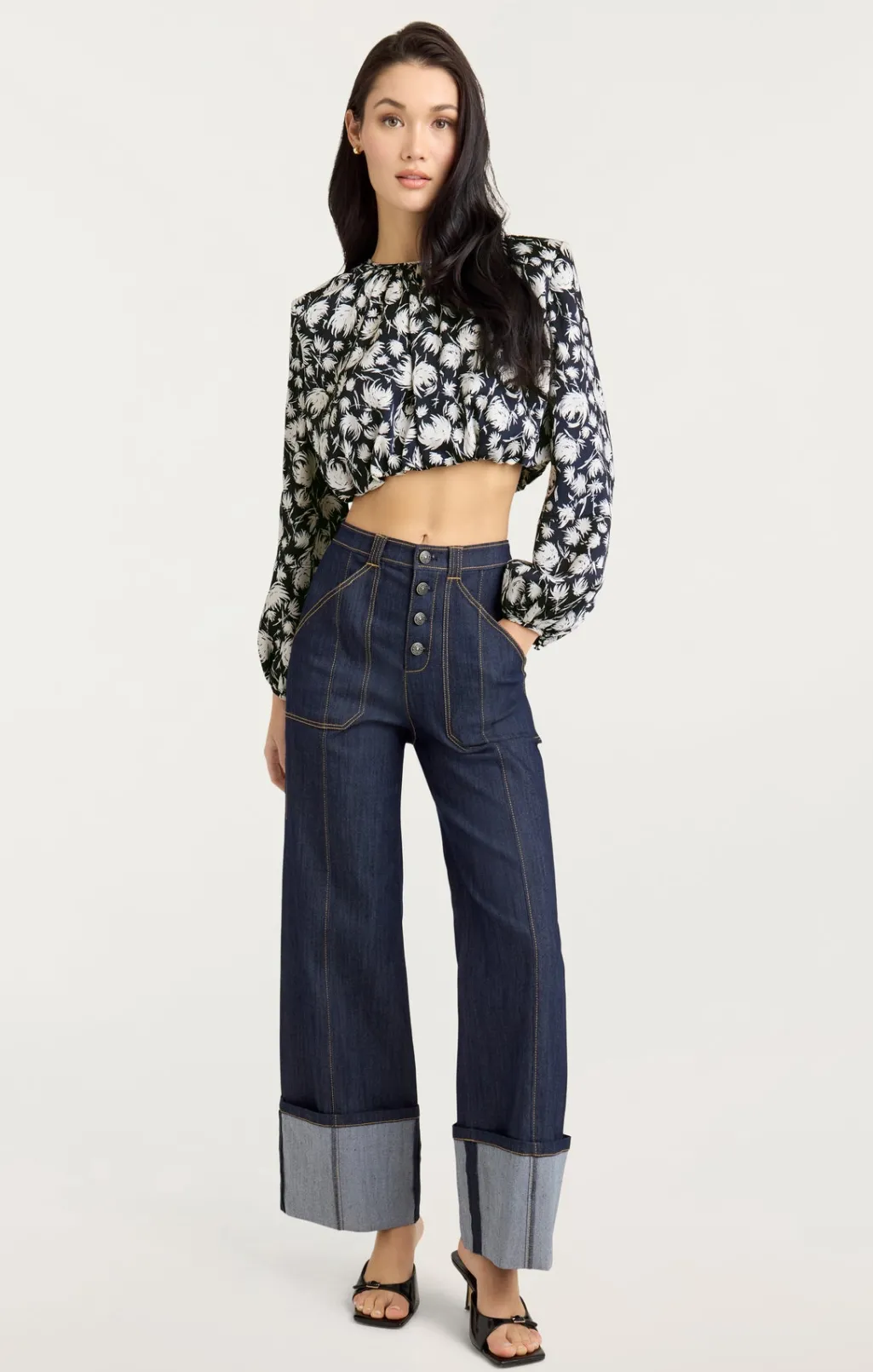 Cinq à Sept Graphic Floral Kamala Top Navy/Ivory Online