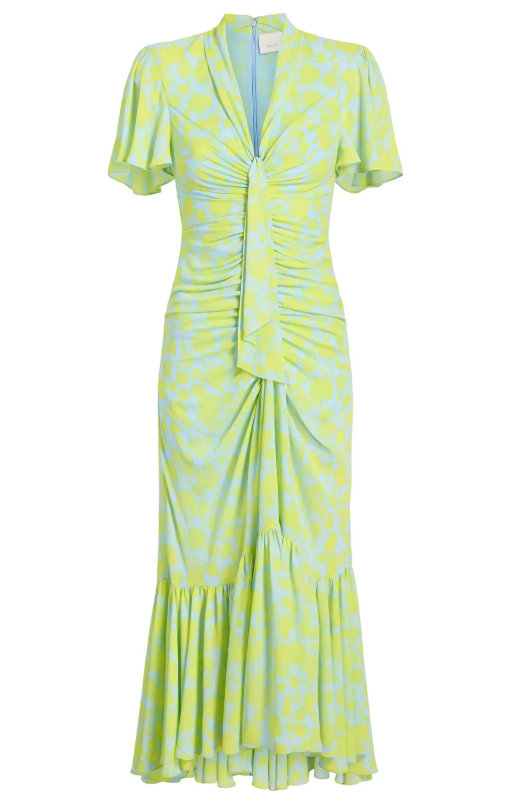 Cinq à Sept Graphic Floral Peeta Dress SereneSky/FreshLime Clearance