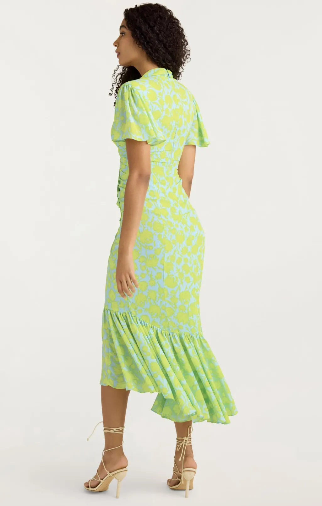 Cinq à Sept Graphic Floral Peeta Dress SereneSky/FreshLime Clearance