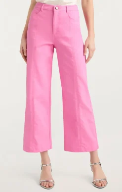 Cinq à Sept Heart Embroidery Cropped Verona Pant Flamingo Online