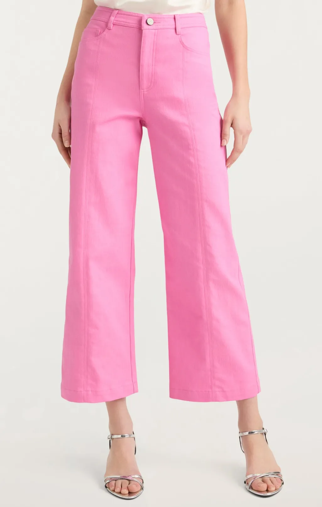 Cinq à Sept Heart Embroidery Cropped Verona Pant Flamingo Online