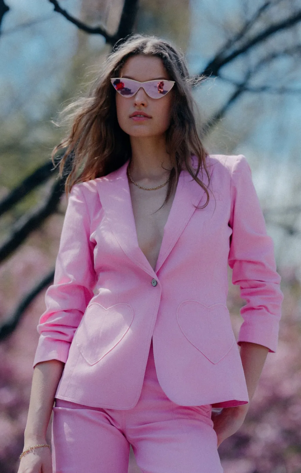 Cinq à Sept Heart Embroidery Louisa Blazer Flamingo Online