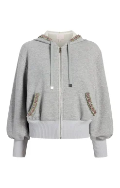 Cinq à Sept Heather Maddie Zip Up Sweatshirt HeatherGrey/multi Sale