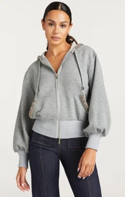 Cinq à Sept Heather Maddie Zip Up Sweatshirt HeatherGrey/multi Sale