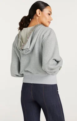 Cinq à Sept Heather Maddie Zip Up Sweatshirt HeatherGrey/multi Sale