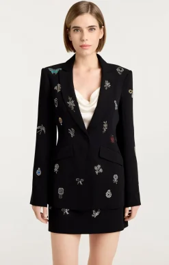 Cinq à Sept Heatset Brooches Embellished Cheyenne Blazer BlackMulti Best