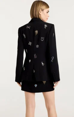 Cinq à Sept Heatset Brooches Embellished Cheyenne Blazer BlackMulti Best