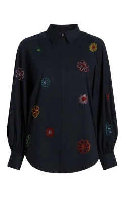 Cinq à Sept Heatset Daisy Embellished Kandice Top Navy Outlet