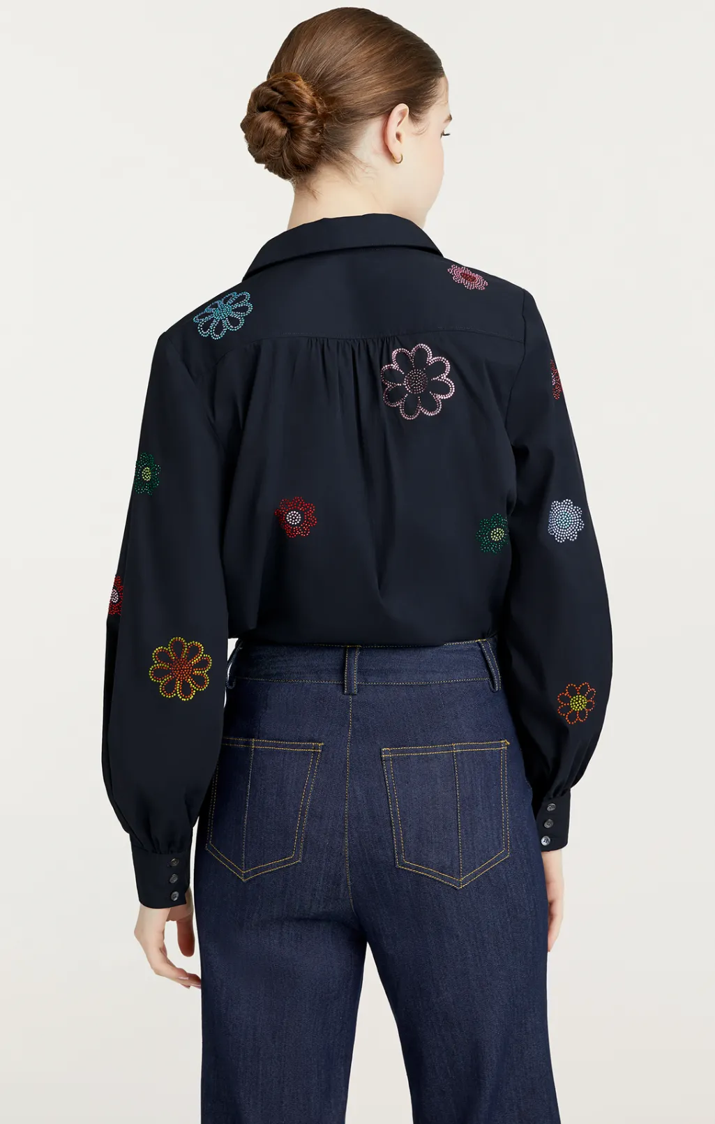 Cinq à Sept Heatset Daisy Embellished Kandice Top Navy Outlet