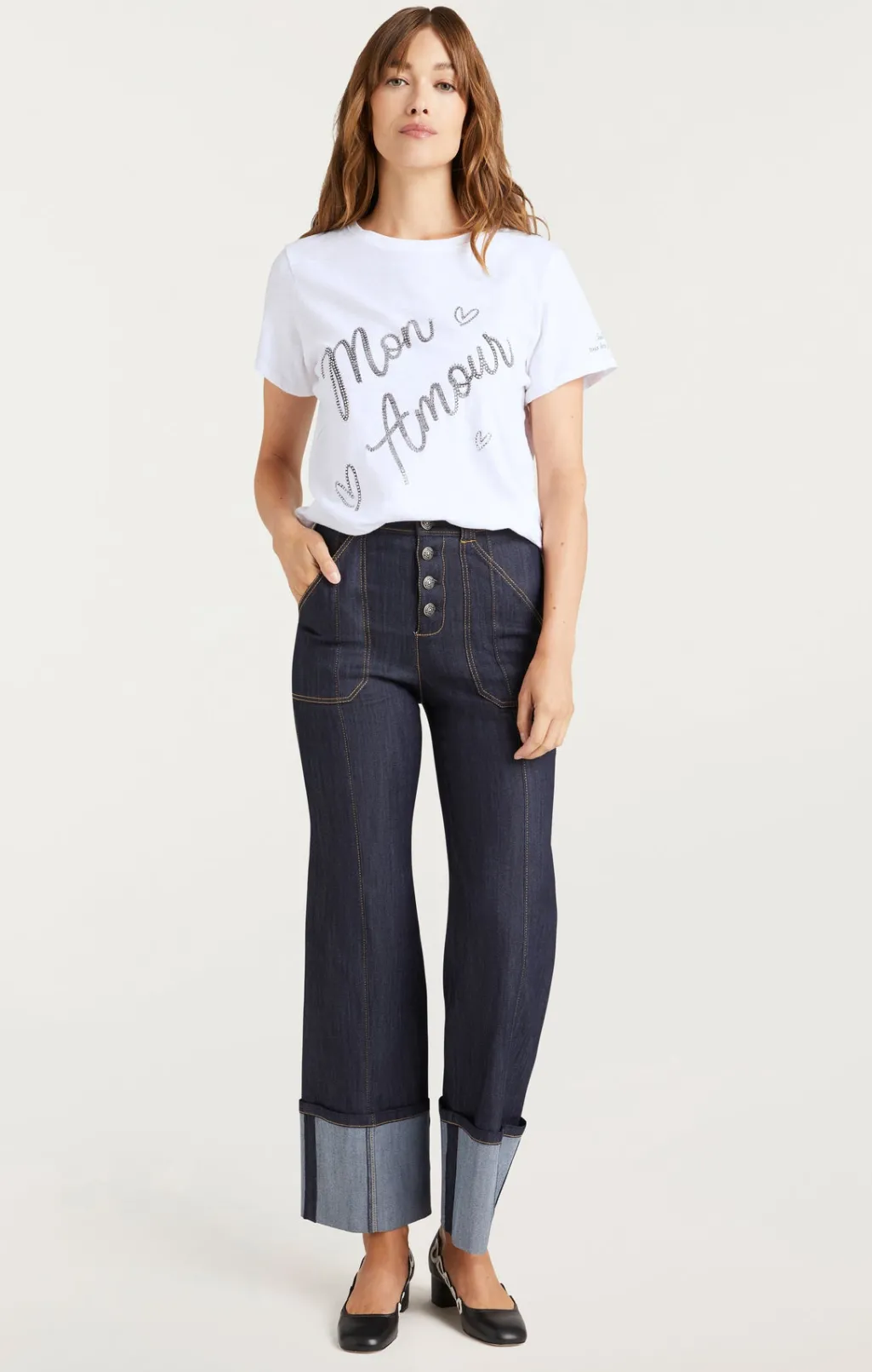 Cinq à Sept Heatset Mon Amour Tee White/Black Discount