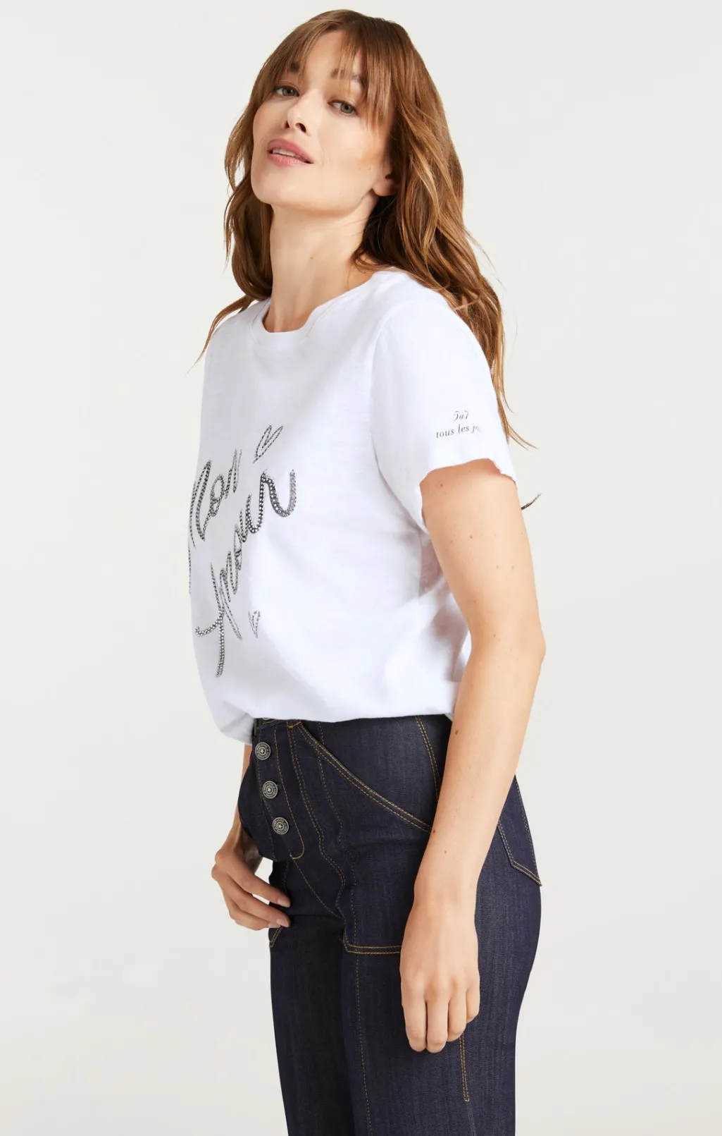 Cinq à Sept Heatset Mon Amour Tee White/Black Discount