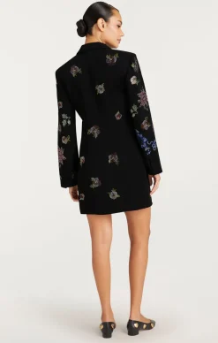 Cinq à Sept Heatset Pansy Garden Long Sleeve Joel Dress Black/Multi Outlet