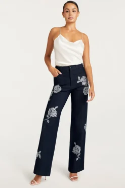 Cinq à Sept Heatset Roses Francine Pant Indigo New