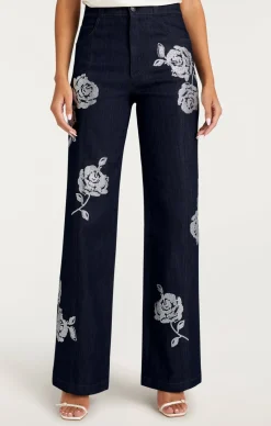 Cinq à Sept Heatset Roses Francine Pant Indigo New