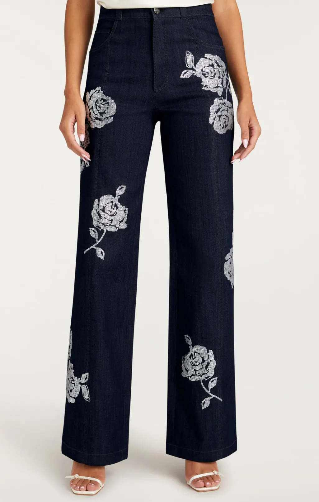 Cinq à Sept Heatset Roses Francine Pant Indigo New