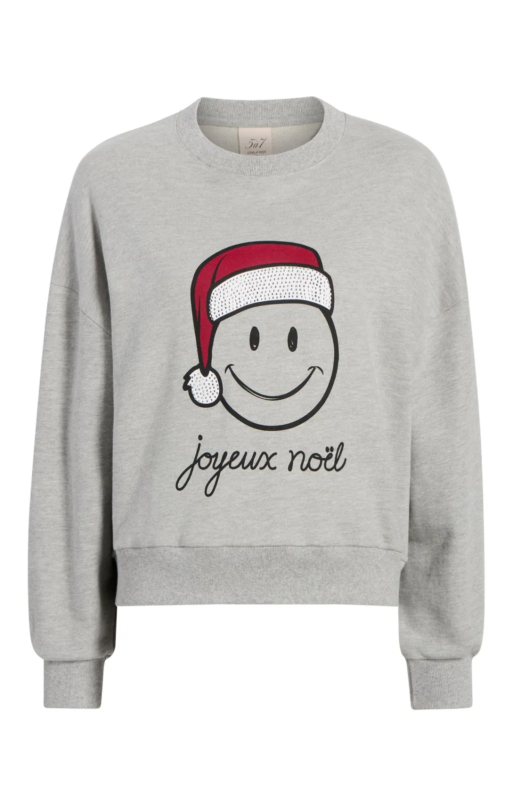 Cinq à Sept Heatset Smiley Joyeux Brandy Pullover HeatherGrey/Black Hot