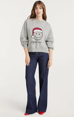 Cinq à Sept Heatset Smiley Joyeux Brandy Pullover HeatherGrey/Black Hot