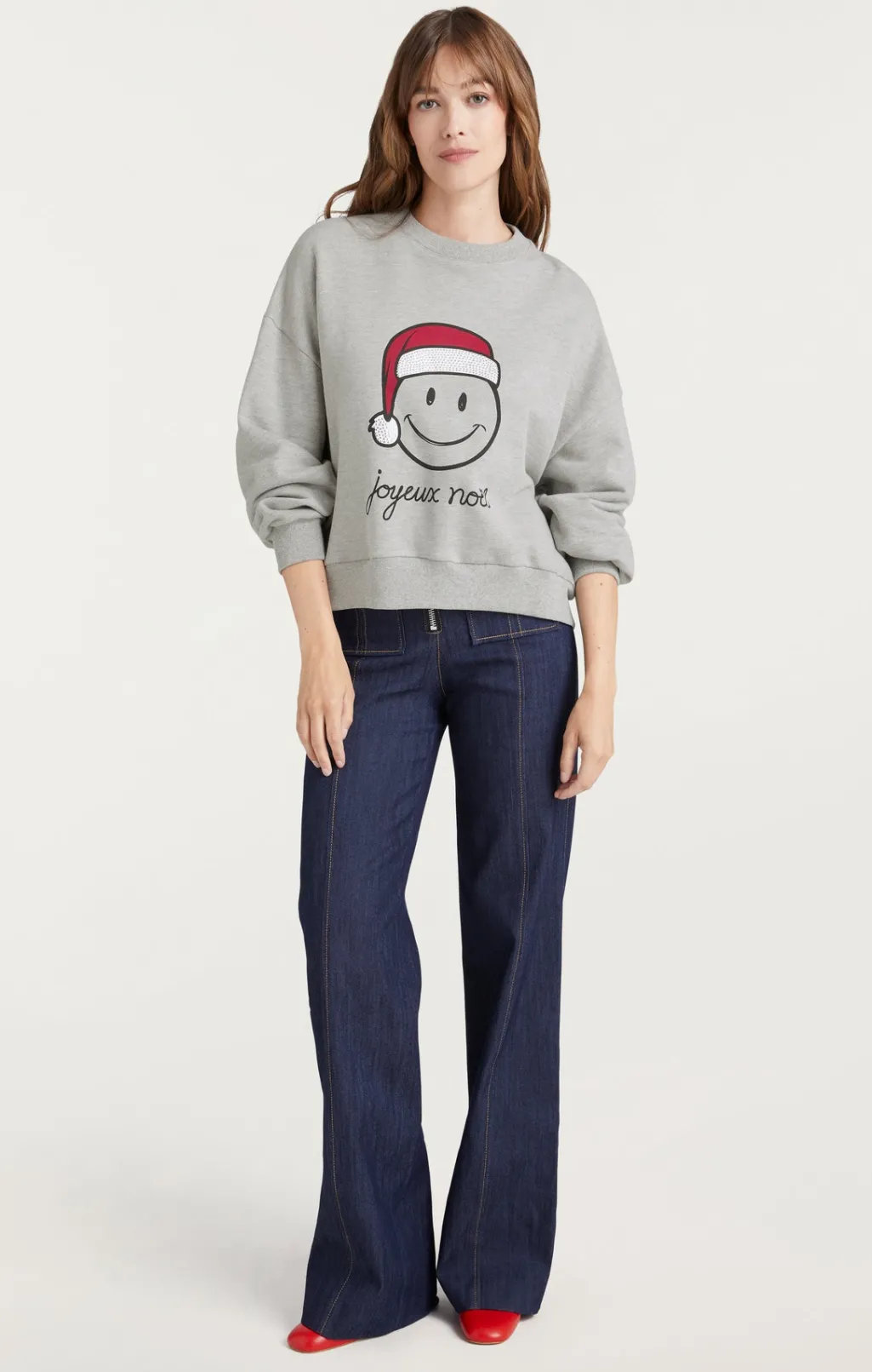 Cinq à Sept Heatset Smiley Joyeux Brandy Pullover HeatherGrey/Black Hot