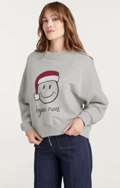 Cinq à Sept Heatset Smiley Joyeux Brandy Pullover HeatherGrey/Black Hot