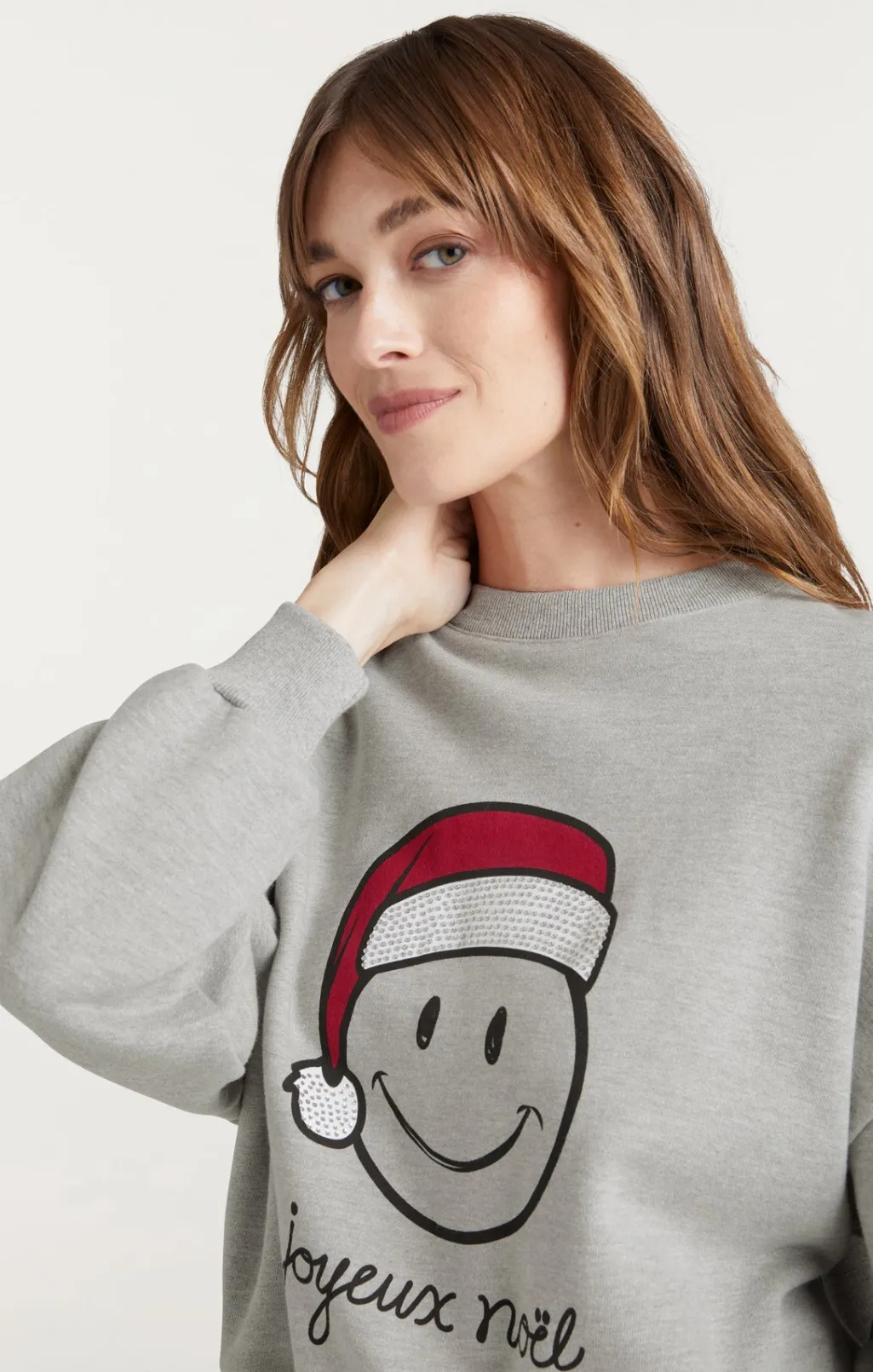 Cinq à Sept Heatset Smiley Joyeux Brandy Pullover HeatherGrey/Black Hot