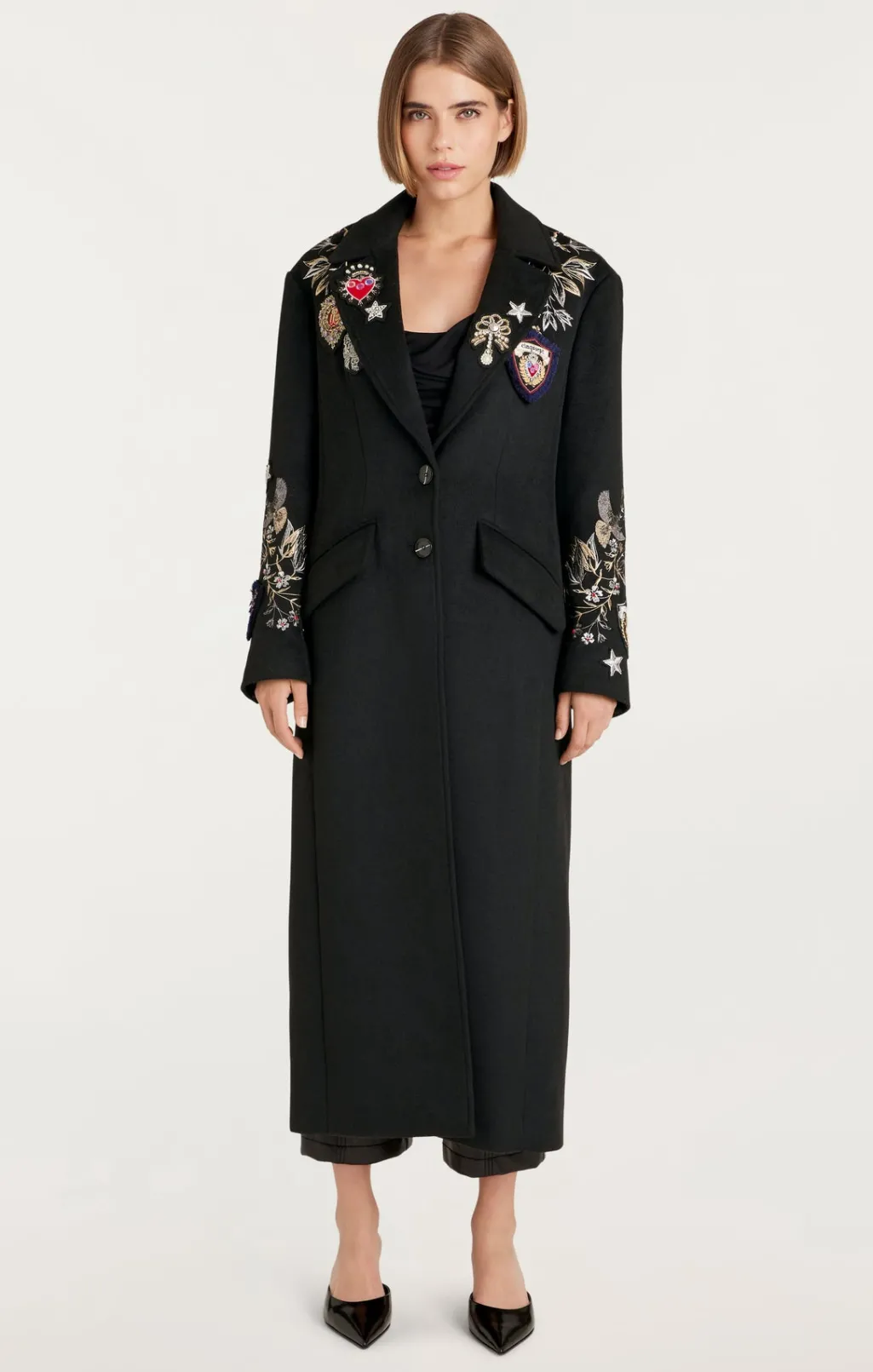 Cinq à Sept Heritage Patch Gravis Coat BlackMulti Discount