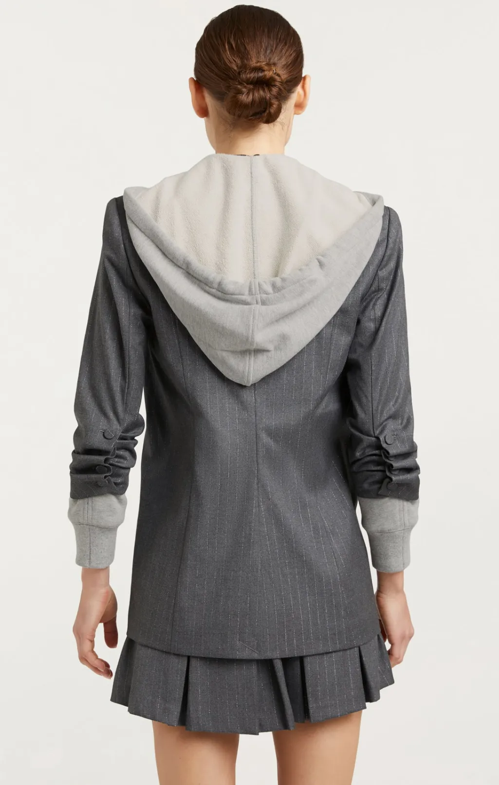 Cinq à Sept Hooded Khloe Blazer LurexPinstripeCharcoal/HeatherGrey Outlet