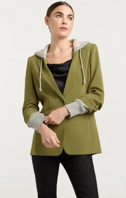 Cinq à Sept Hooded Khloe Jacket OliveGreen/HeatherGrey Discount